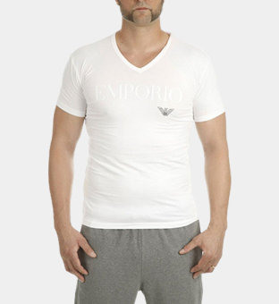 Emporio Armani V-hals T-shirt Mænd Hvid