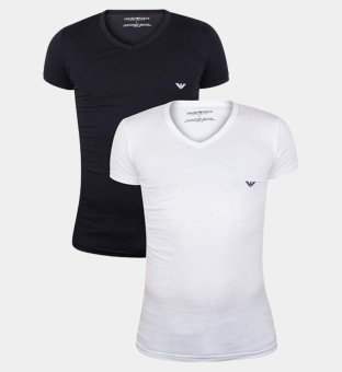 Emporio Armani 2 Pakke T-shirts Mænd Hvid Marine Blå