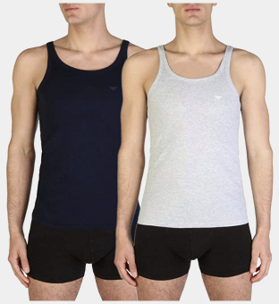 Emporio Armani 2 Pakke Tank Tops Mænd Marine Blå Heat