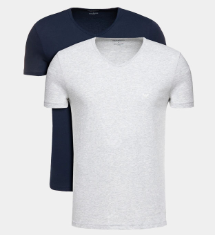 Emporio Armani 2 Pakke T-shirts Mænd Marine Blå Heather