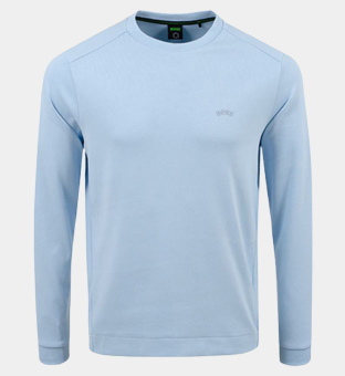 Hugo Boss Salbo Curved Sweatshirt Mænd Lyspastel Blu