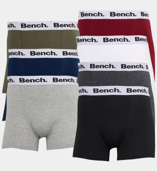 Bench 7 Pakke Boksere Mænd Sort _Grå Marl _Marine _Bourgogne _Hvid _Khaki _Trækul