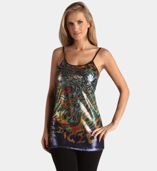 Ed Hardy Sequined Tunic Kvinder Sort