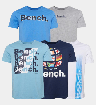 Bench 5 Pakke T-shirts Mænd Blå _Grå Marl _Marine _Hvid _Ice Blå