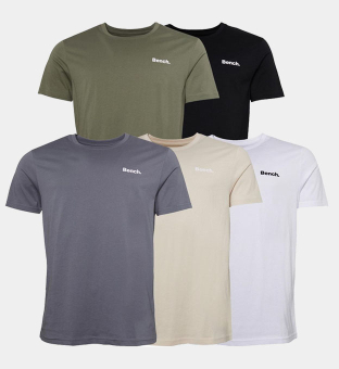 Bench 5 Pakke T-shirts Mænd Sort _Lys Khaki _Hvid _Stone _Steel Grå