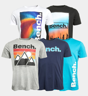 Bench 5 Pakke T-shirts Mænd Hvid Sort Grå Marine Himmel Blå