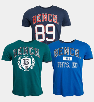 Bench 3 Pakke T-shirts Mænd Marine _Konge _Mørk Grøn