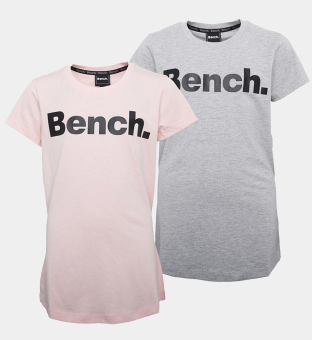 Bench 2 Pakke T-shirts Kvinder Grå Marl _Lyserød