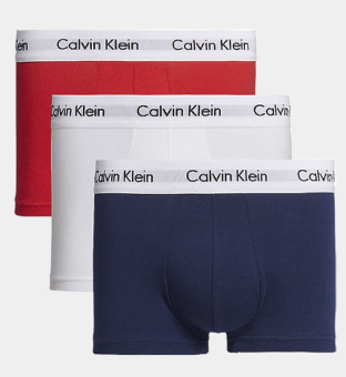 Calvin Klein 3 Pakke Trunks Mænd Hvid-Rød Ginger